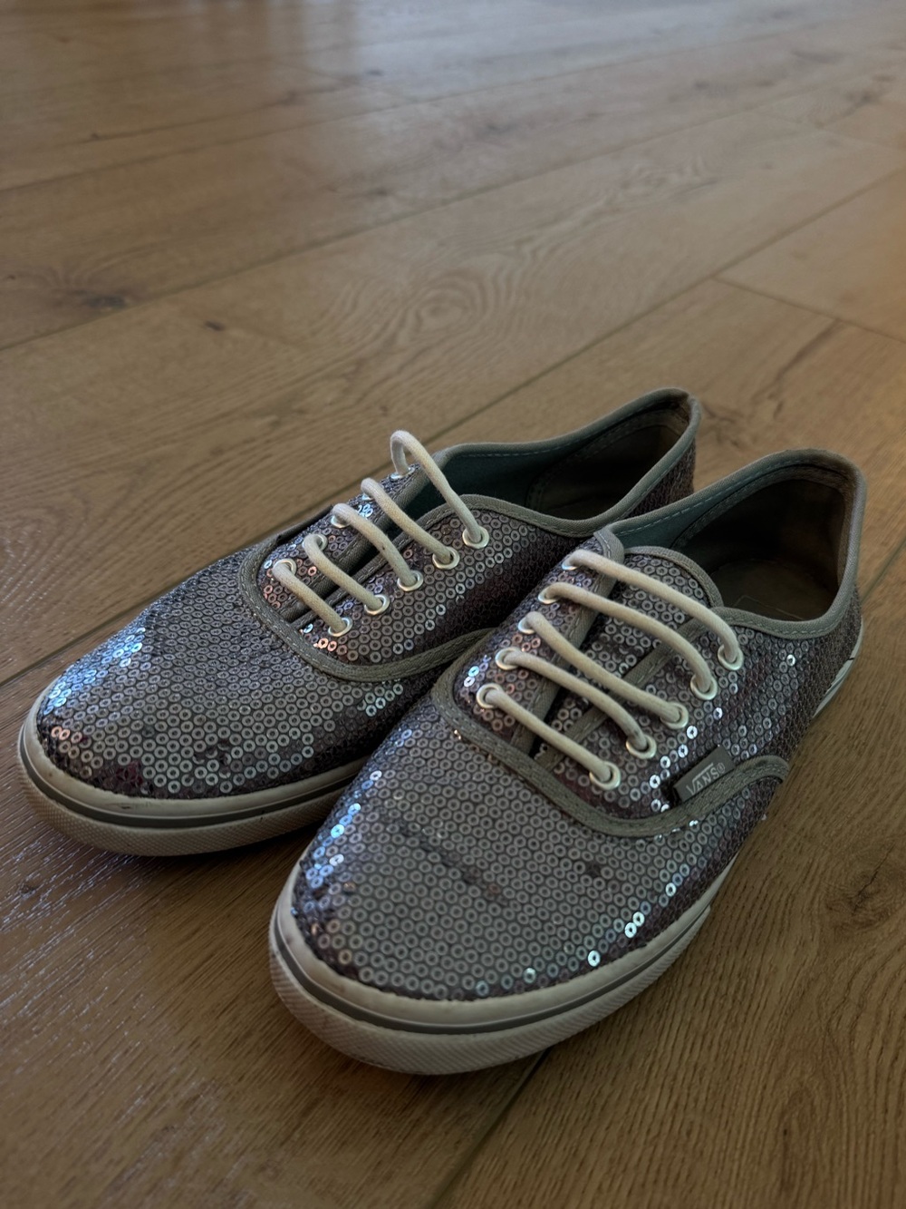 Vans Silver Sequin Lace-Up Sneakers